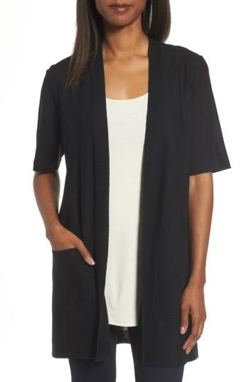 Women's Eileen Fisher Simple Tencel & Merino Wool Cardigan - Black