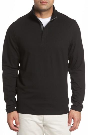 Men's Cutter & Buck Hewitt Quarter Zip Pullover - Black