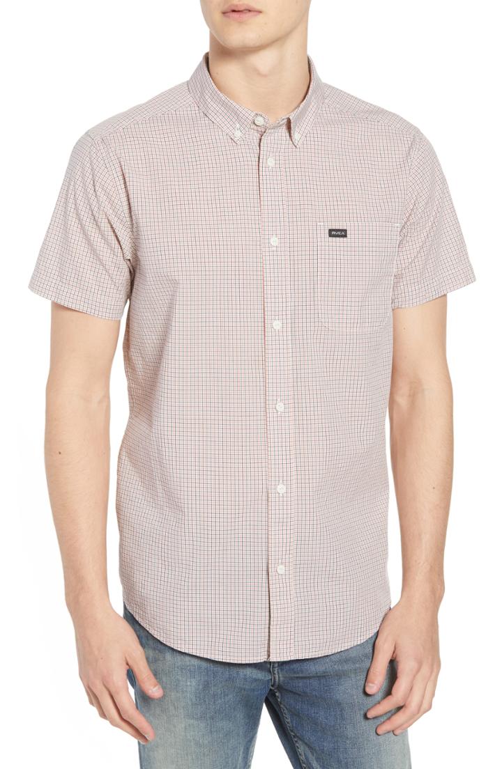 Men's Rvca Staple Woven Shirt, Size - Beige
