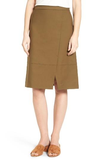 Women's Halogen Faux Wrap A-line Skirt - Green