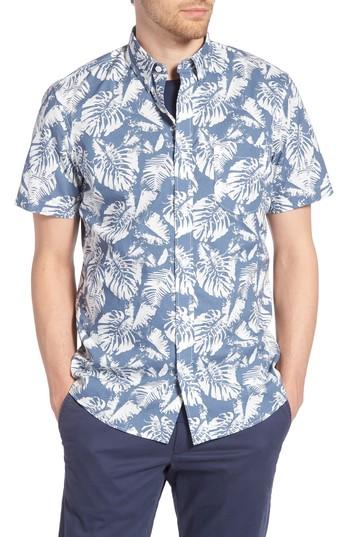 Men's 1901 Trim Fit Palm Print Sport Shirt - Blue