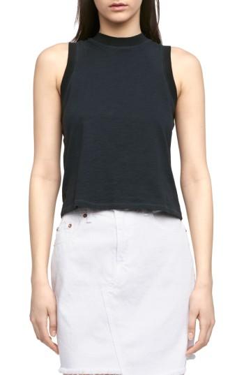 Women's Rag & Bone/jean Slub Cotton Mock Neck Tank - Black