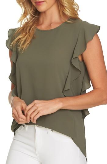 Women's Cece Cascading Ruffle Top - Green
