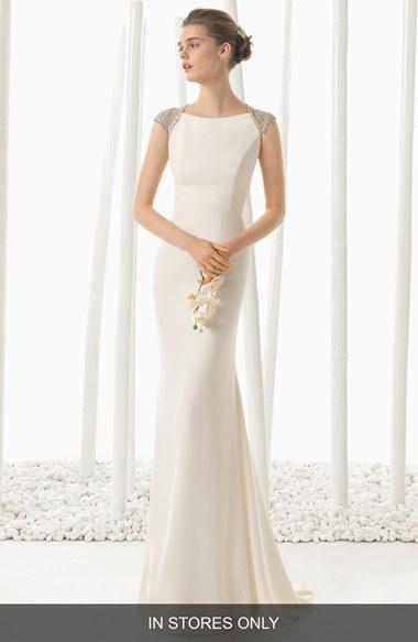 Women's Rosa Clara Beaded Back Crepe Column Dress