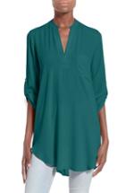 Women's Perfect Roll Tab Sleeve Tunic, Size - Blue/green