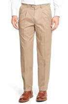 Men's Nordstrom Mens Shop Classic Smartcare(tm) Supima Cotton Pleated Trousers X 30 - Brown