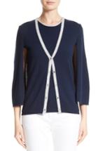 Women's St. John Collection Cashmere Capelette Cardigan - Blue