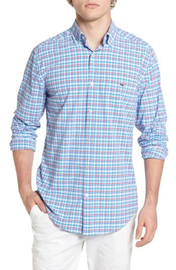 Men's Vineyard Vines Classic Fit Jimson Creek Plaid Performance Sport Shirt - Blue