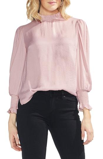Women's Vince Camuto Ruffle Neck Satin Blouse - Pink