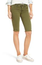 Women's Kut From The Kloth Natalie Frayed Hem Denim Bermuda Shorts - Green