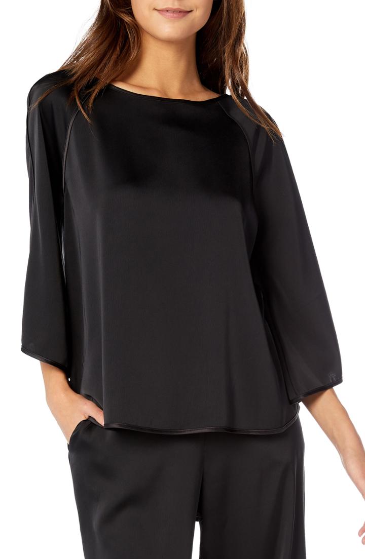 Women's Michael Stars Bateau Neck Satin Blouse