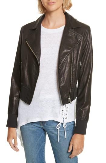 Women's Iro Kalore Leather Moto Jacket Us / 38 Fr - Black