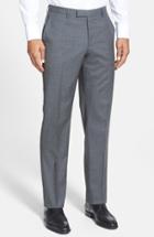 Men's Boss 'sharp' Flat Front Wool Trousers R - Grey