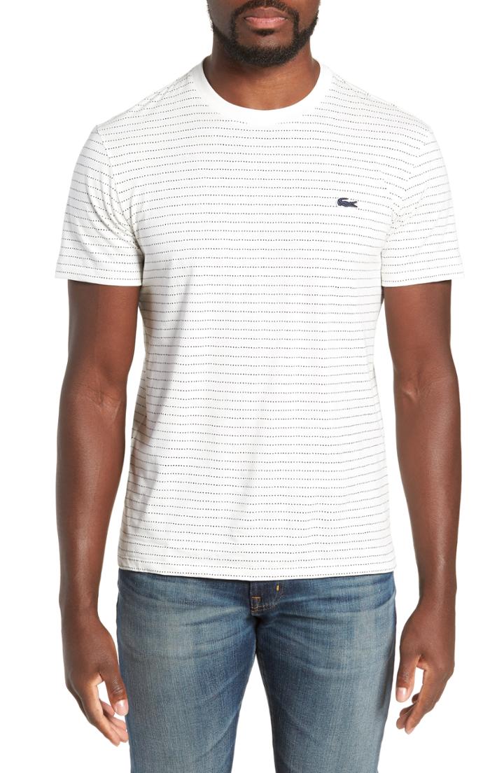 Men's Lacoste Dotted Stripe T-shirt (3xl) - White
