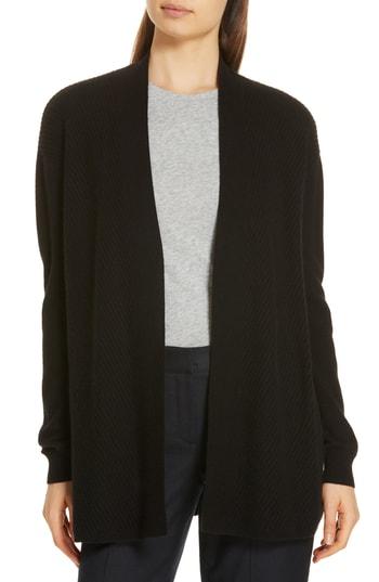Women's Nordstrom Signature Chevron Cashmere Cardigan - Black