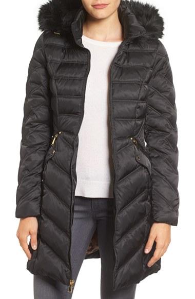 Women's Laundry By Shelli Segal Faux Fur Trim Puffer Coat
