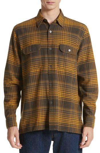 Men's Our Legacy Country Plaid Flannel Shirt Eu - Metallic