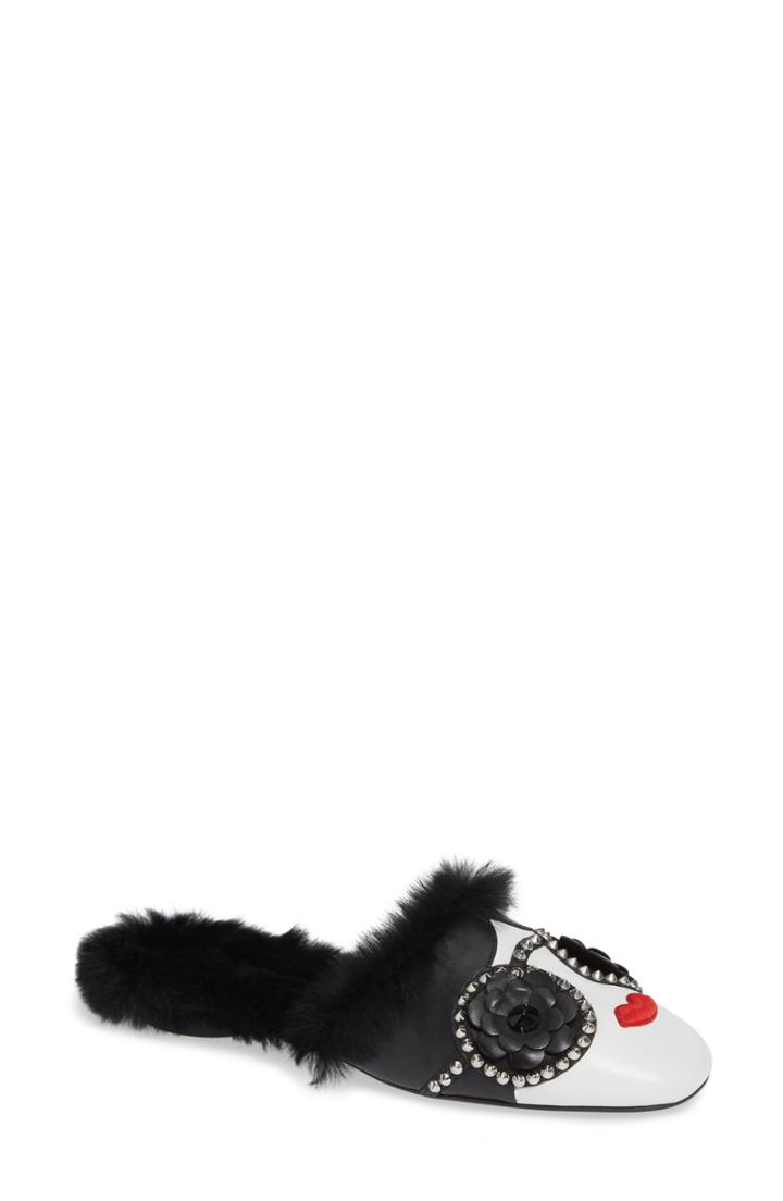 Women's Alice + Olivia Maja Faux Fur Mule .5 M - Black