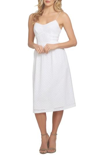 Petite Women's Cece Aurora Eyelet Midi Dress P - White