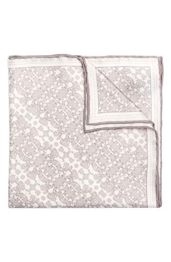 Men's Hook + Albert Batik Patterned Silk Pocket Square, Size - White