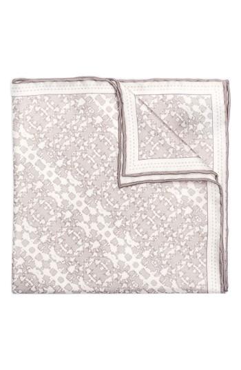 Men's Hook + Albert Batik Patterned Silk Pocket Square, Size - White