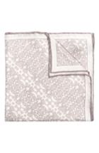 Men's Hook + Albert Batik Patterned Silk Pocket Square, Size - White
