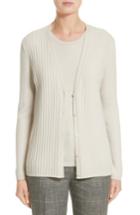 Women's Lafayette 148 New York Chain Detail Cashmere Cardigan - Ivory