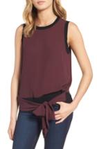 Women's Trouve Sleeveless Tie Front Top - Burgundy