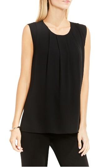 Women's Vince Camuto Pleat Neck Blouse - Black
