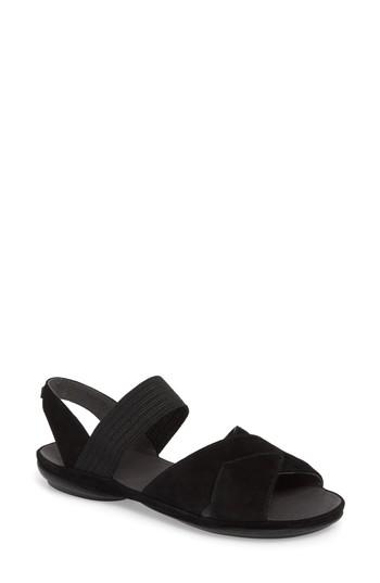 Women's Camper Right Nina Flat Cross Strap Sandal Us / 38eu - Black