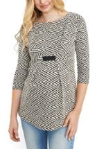 Women's Maternal America Textured Geo Pattern Maternity Top
