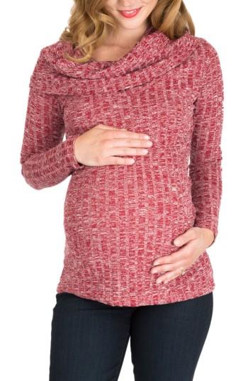 Women's Nom Maternity Ophelia Cowl Neck Maternity Sweater - Burgundy