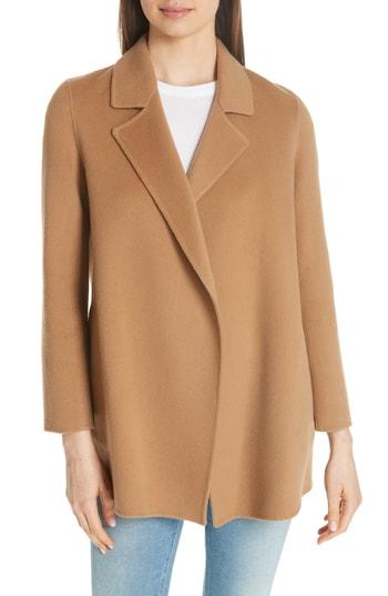 Women's Theory Clairene New Divide Wool & Cashmere Coat, Size - Brown