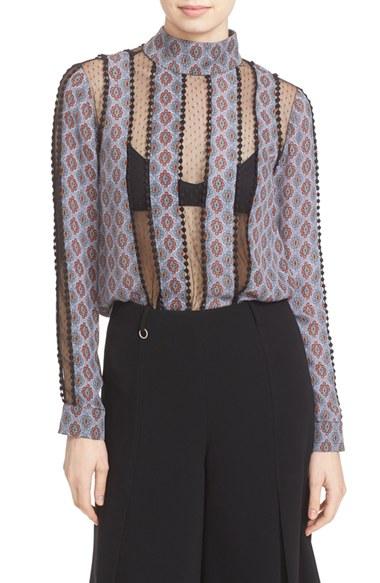 Women's Cinq A Sept Nola Lace & Silk Top