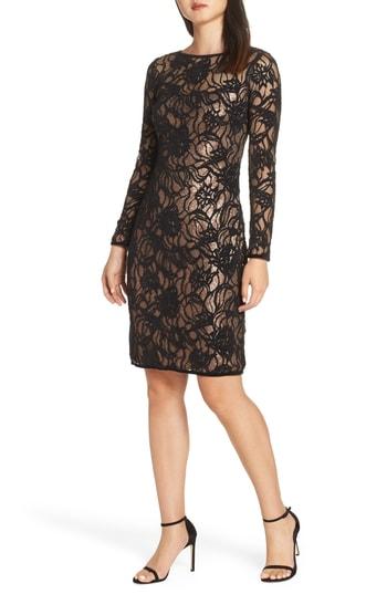 Women's Tadashi Shoji Vita Sequin Lace Sheath Dress - Black