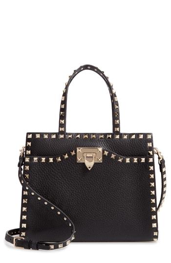 Valentino Garavani Small Rockstud Leather Satchel - Black