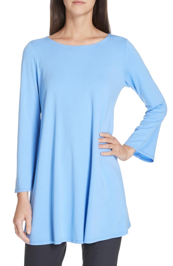 Women's Eileen Fisher Jewel Neck Tunic Top - Black