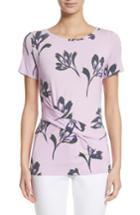 Women's St. John Collection Falling Flower Print Jersey Tee, Size - Purple