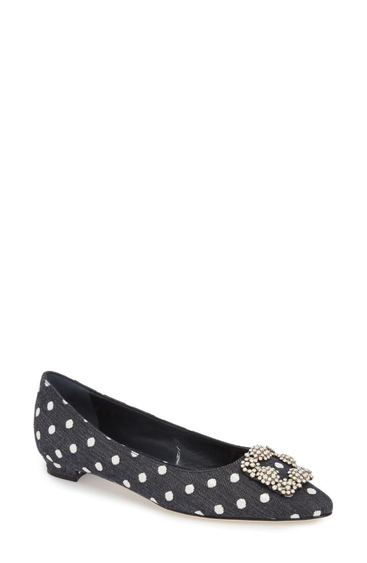 Women's Manolo Blahnik Hangisi Dot Flat .5us / 35.5eu - Blue