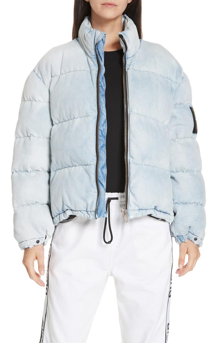 Women's T By Alexander Wang Bleach Denim Puffer Coat