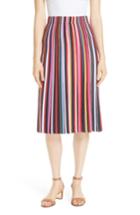 Women's Tory Burch Ellis Stripe Pleated Skirt - Blue