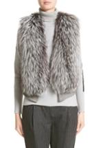 Women's Fabiana Filippi Wool, Silk & Cashmere Knit Vest With Genuine Fox Fur Front Us / 42 It - Grey