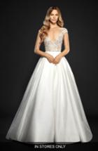 Women's Hayley Paige Chandler Floral Embroidered Illusion Ballgown, Size - Ivory