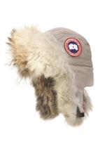 Women's Canada Goose Aviator Hat With Genuine Coyote Fur Trim - Grey