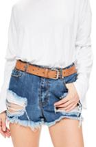 Women's Missguided Cutout Star Faux Leather Belt, Size - Tan