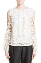 Women's Co Pebbles Embroidered Mesh Peasant Top - Ivory