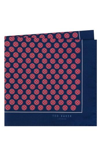 Men's Ted Baker London Wheel Medallion Silk Pocket Square, Size - Red