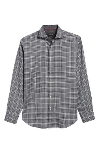 Men's Bugatchi Classic Fit Plaid Sport Shirt, Size - Grey