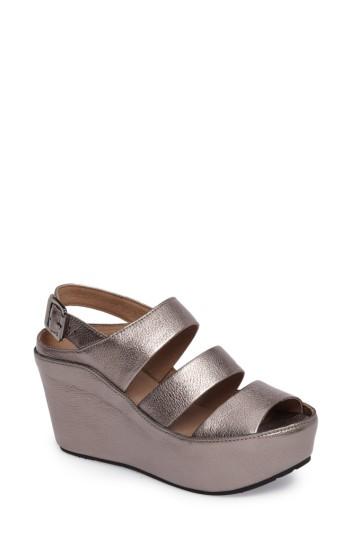 Women's Chocolat Blu Windsor Platform Wedge Sandal .5 M - Metallic