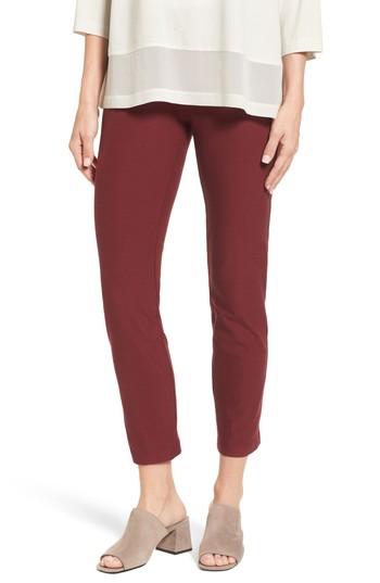 Women's Eileen Fisher Stretch Crepe Ankle Pants, Size Small - Burgundy (regular & ) (online Only)